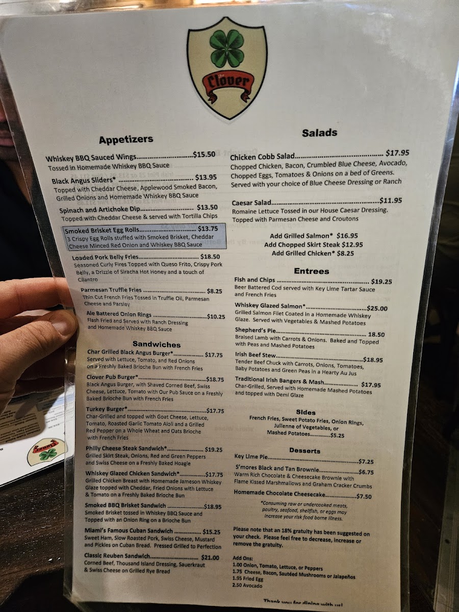 The Clover Irish Pub Menu - Image 1