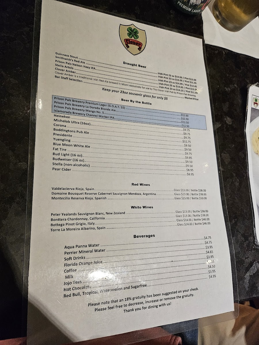 The Clover Irish Pub Menu - Image 2