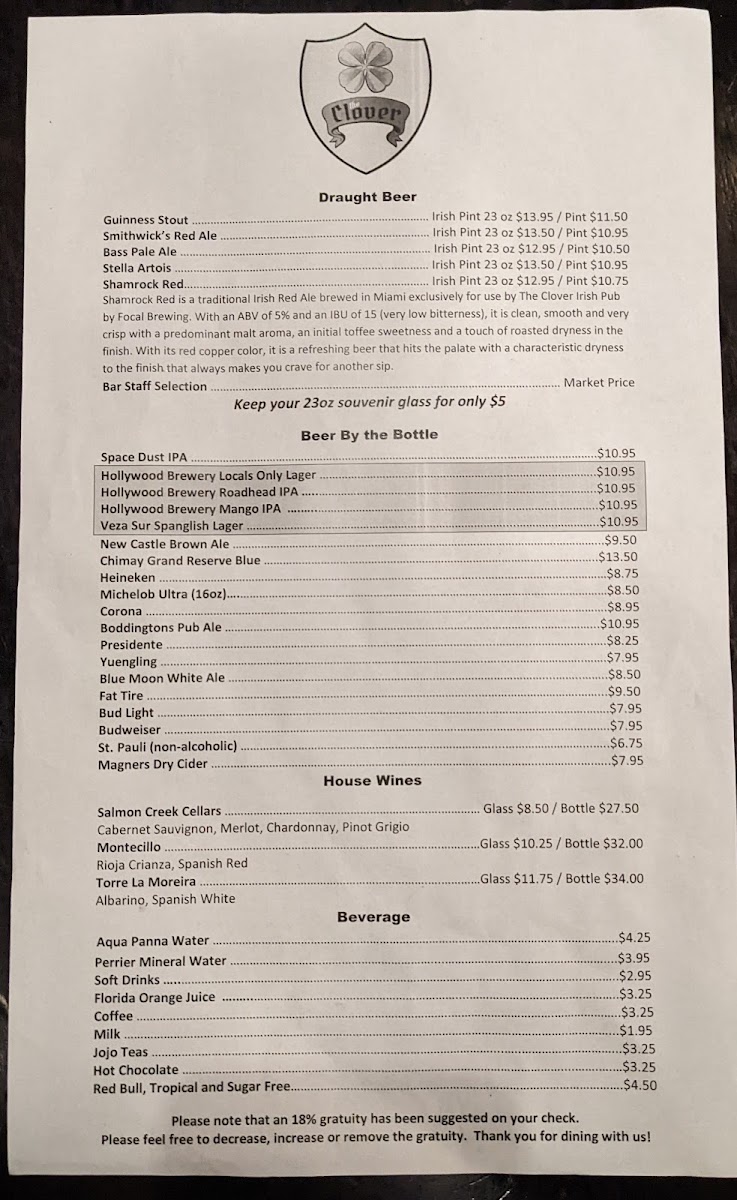 The Clover Irish Pub Menu - Image 3