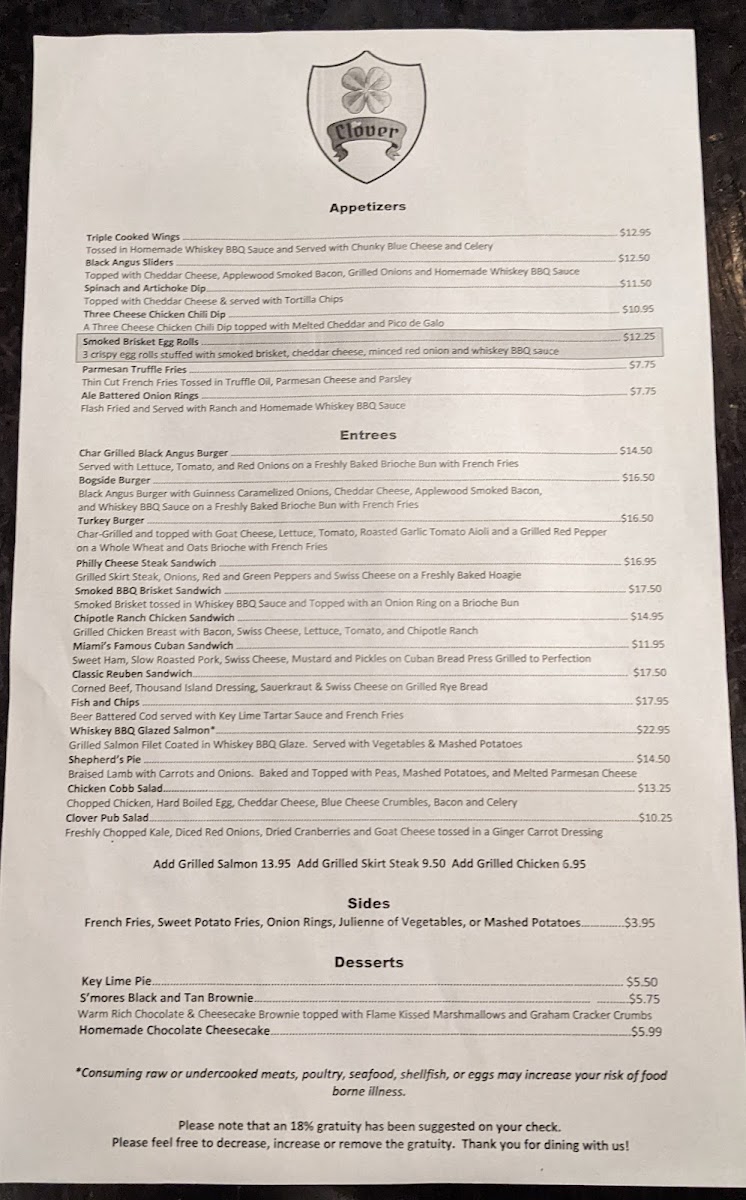 The Clover Irish Pub Menu - Image 4